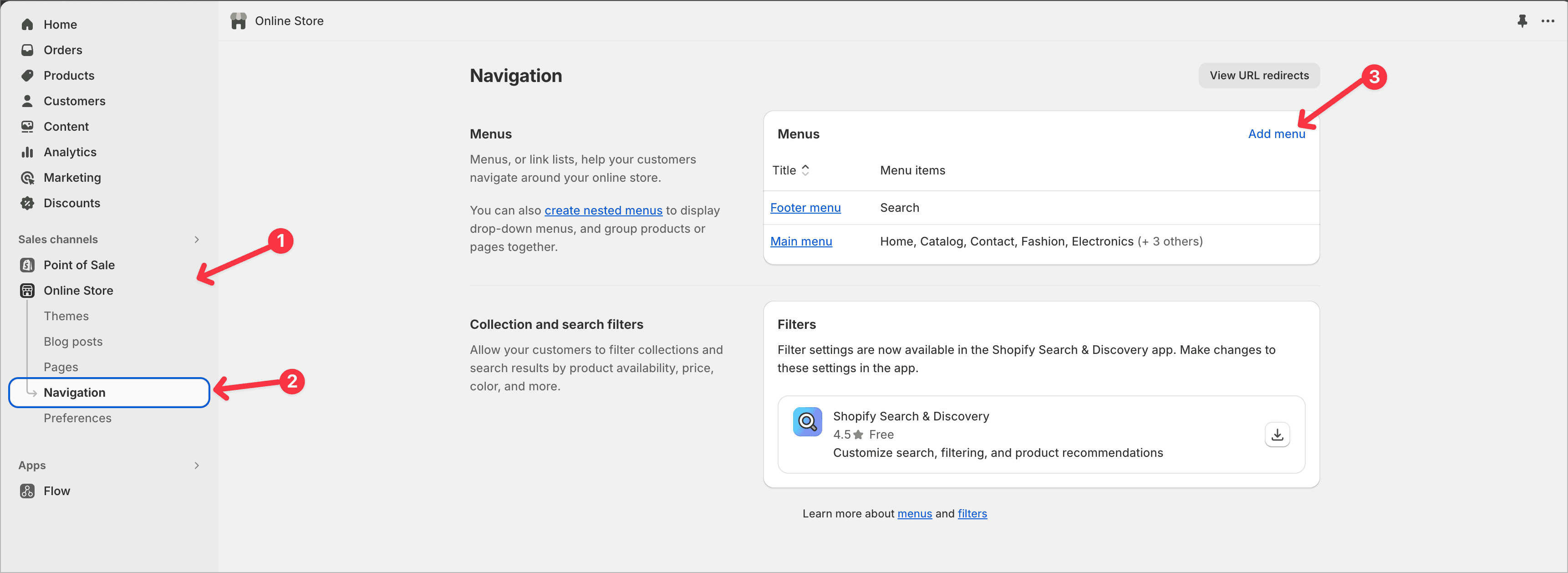 navigation menu creation interface for adding hierarchical category menus