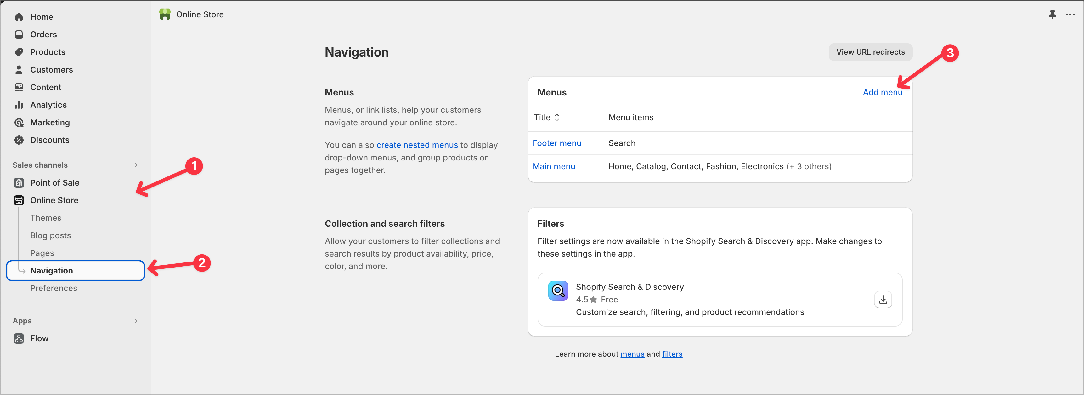  navigation menu creation interface for adding hierarchical category menus